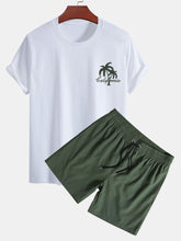 California Palm Tree Print Cotton T-Shirt & Swim Shorts